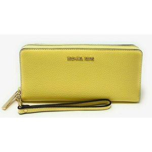 New Michael Kors Jet Set Large Travel Continental wallet Leather Buttercup